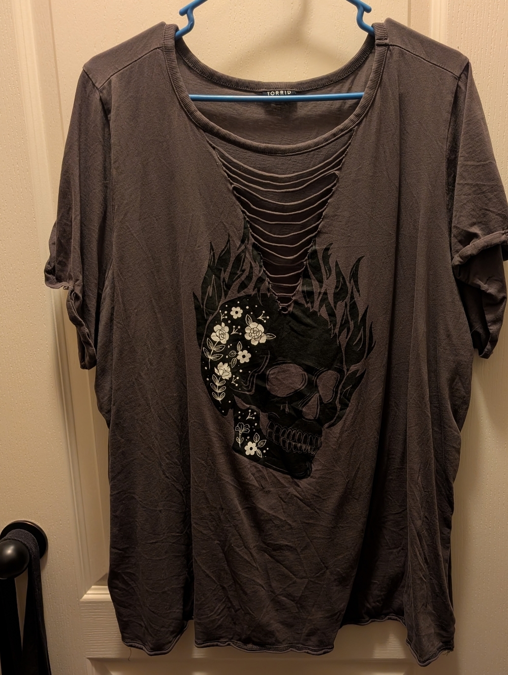torrid Charcoal Skull Graphic Cutout Tee